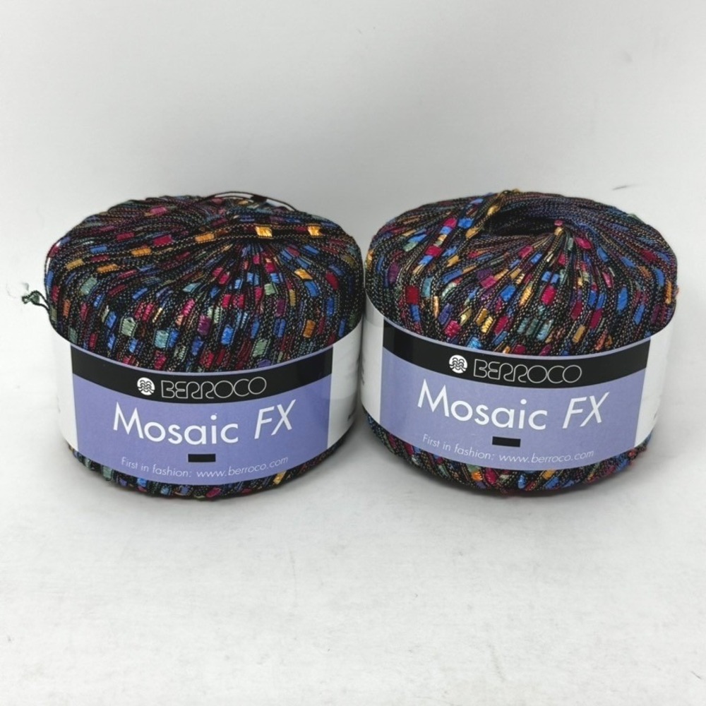 Berroco Mosaic FX Yarn Ladder Ribbon 4615 Multi Color Nylon Lot of 2 Skeins 78yd
